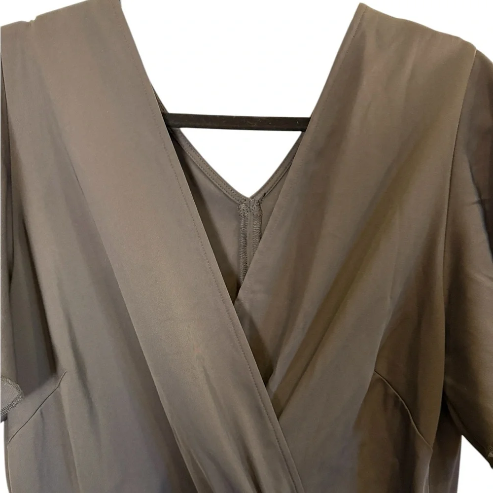 Halara Women’s Black Short Sleeve Wide Leg Wrap Jumpsuit Sz XL - Picture 4 of 16